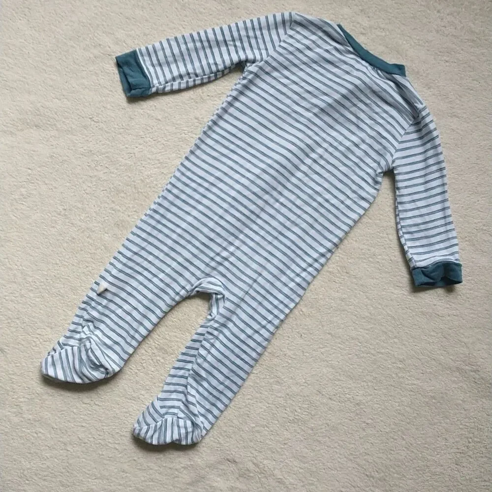 Milkberry One-piece Bodysuit Baby Boy 0-6M Dinosours Striped Bamboo Set Of 2